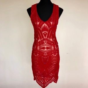 Bardot Revolve Sexy Red Lace Dress Bodicon NWT